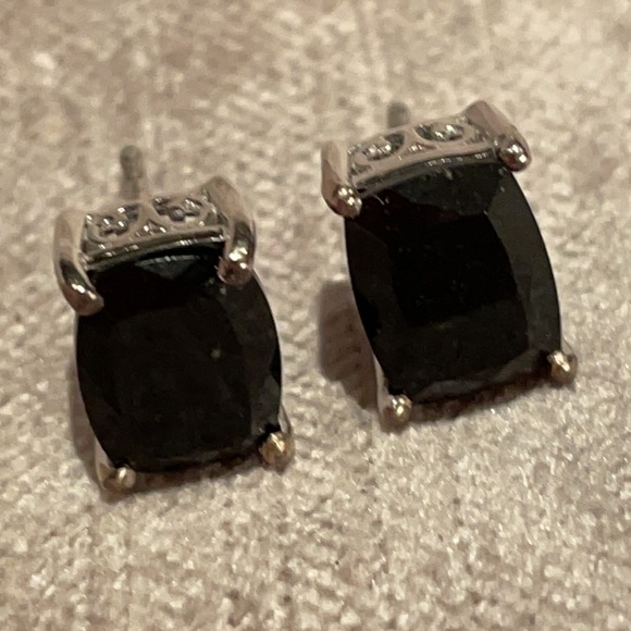 Jewelry - Genuine 4 Karat Black Jade Stud Earrings NWTS